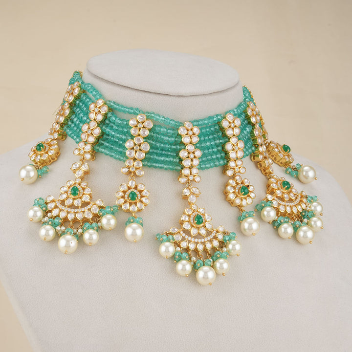 Pure 92.5 Silver Tharigan Stone Choker Set | SHOBITAM
