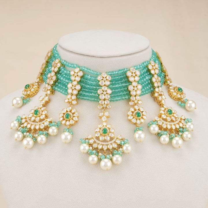 Pure 92.5 Silver Tharigan Stone Choker Set | SHOBITAM