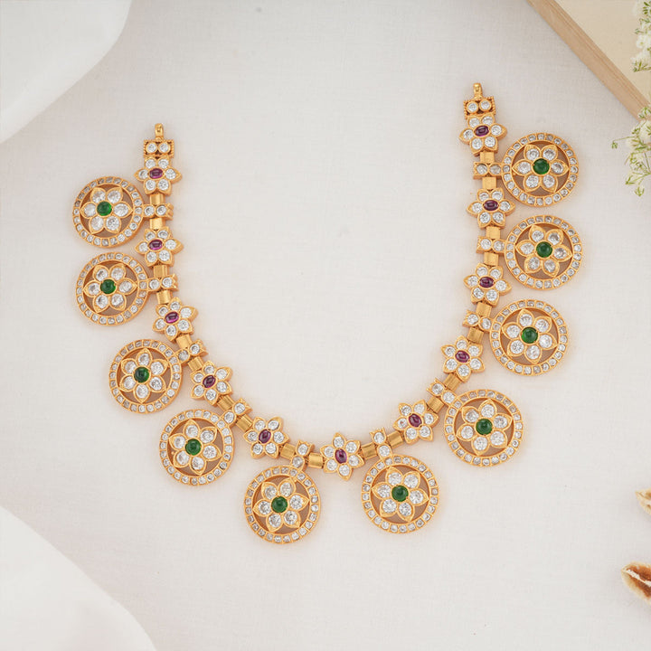 Pure 92.5 Silver Abija Stone Short Necklace | SHOBITAM