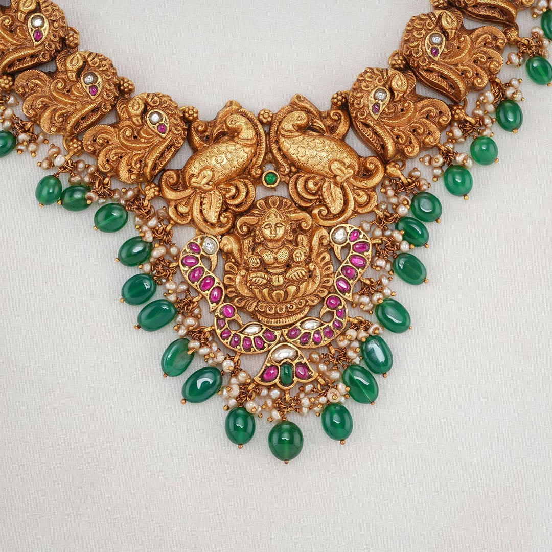 Pure 92.5 Silver Akshara Kundan Short Necklace | SHOBITAM