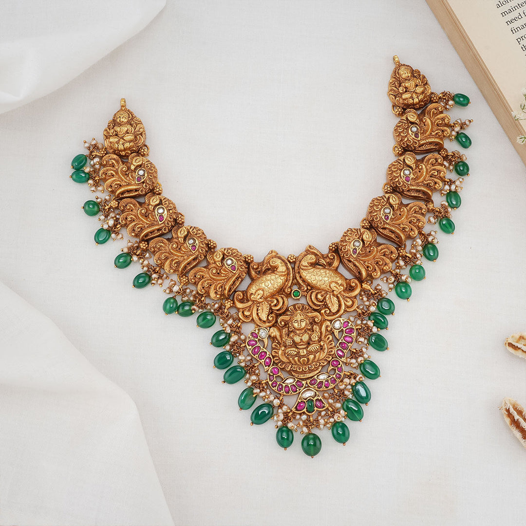 Pure 92.5 Silver Akshara Kundan Short Necklace | SHOBITAM