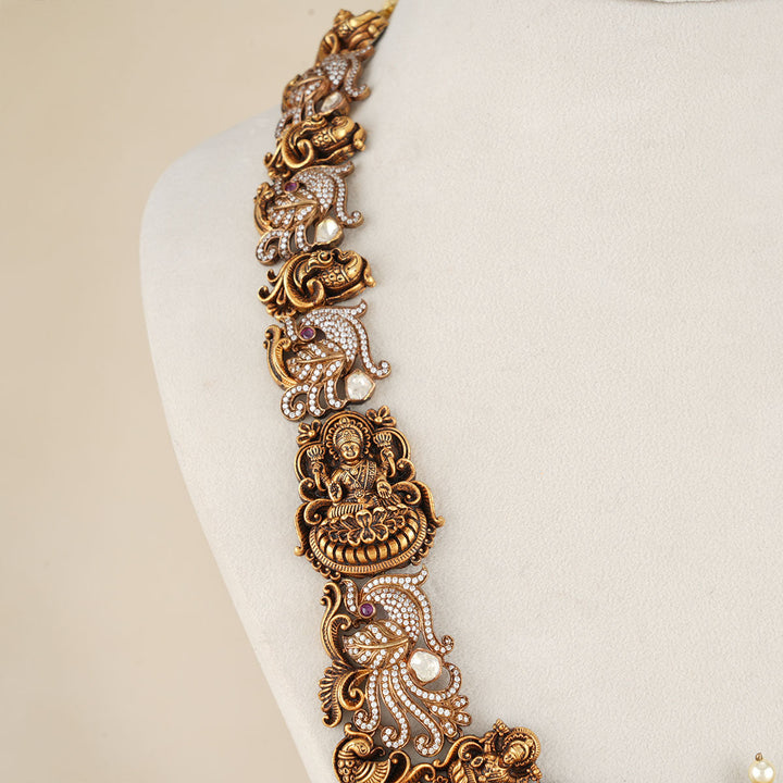 Pure 92.5 Silver Dahina Victorian Long Necklace Set | SHOBITAM