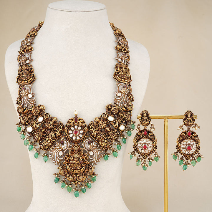 Pure 92.5 Silver Dahina Victorian Long Necklace Set | SHOBITAM