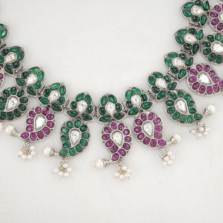 92.5 Silver, Dhanva Oxidised Necklace No Earrings