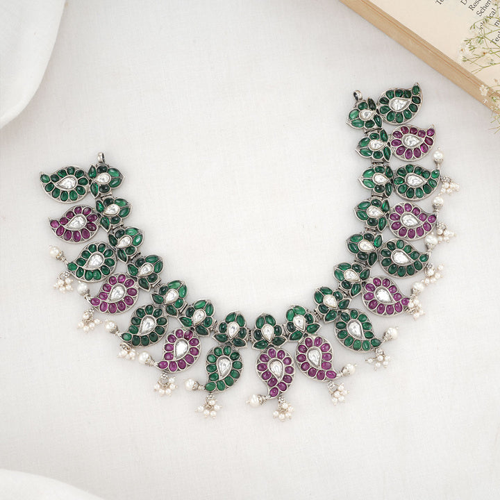 Pure 92.5 Silver Dhanva Oxidised Necklace | SHOBITAM