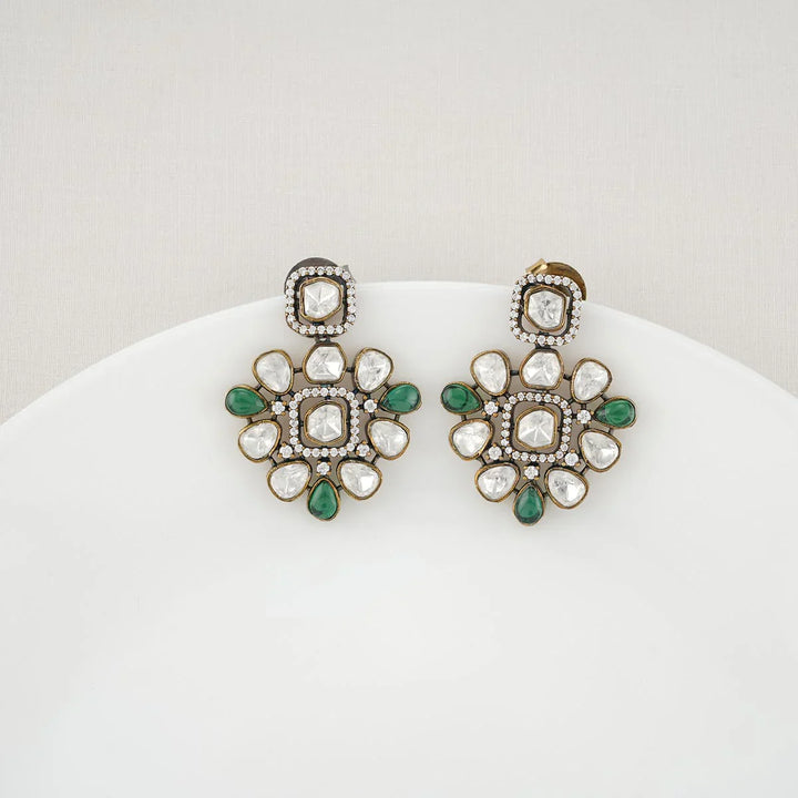 92.5 Silver, Victorian Necklace set studded with Gem Stones and Pearl Beads.