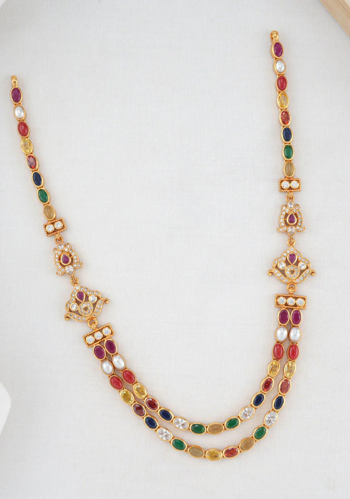 92.5  Silver 24 Ct Gold Plated Layered Necklace