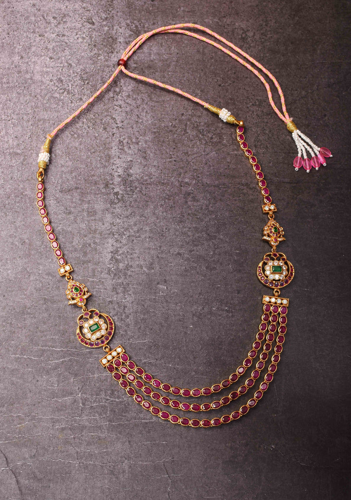 92.5 Silver 24 Ct Gold Plated Bindhu Layer Necklace