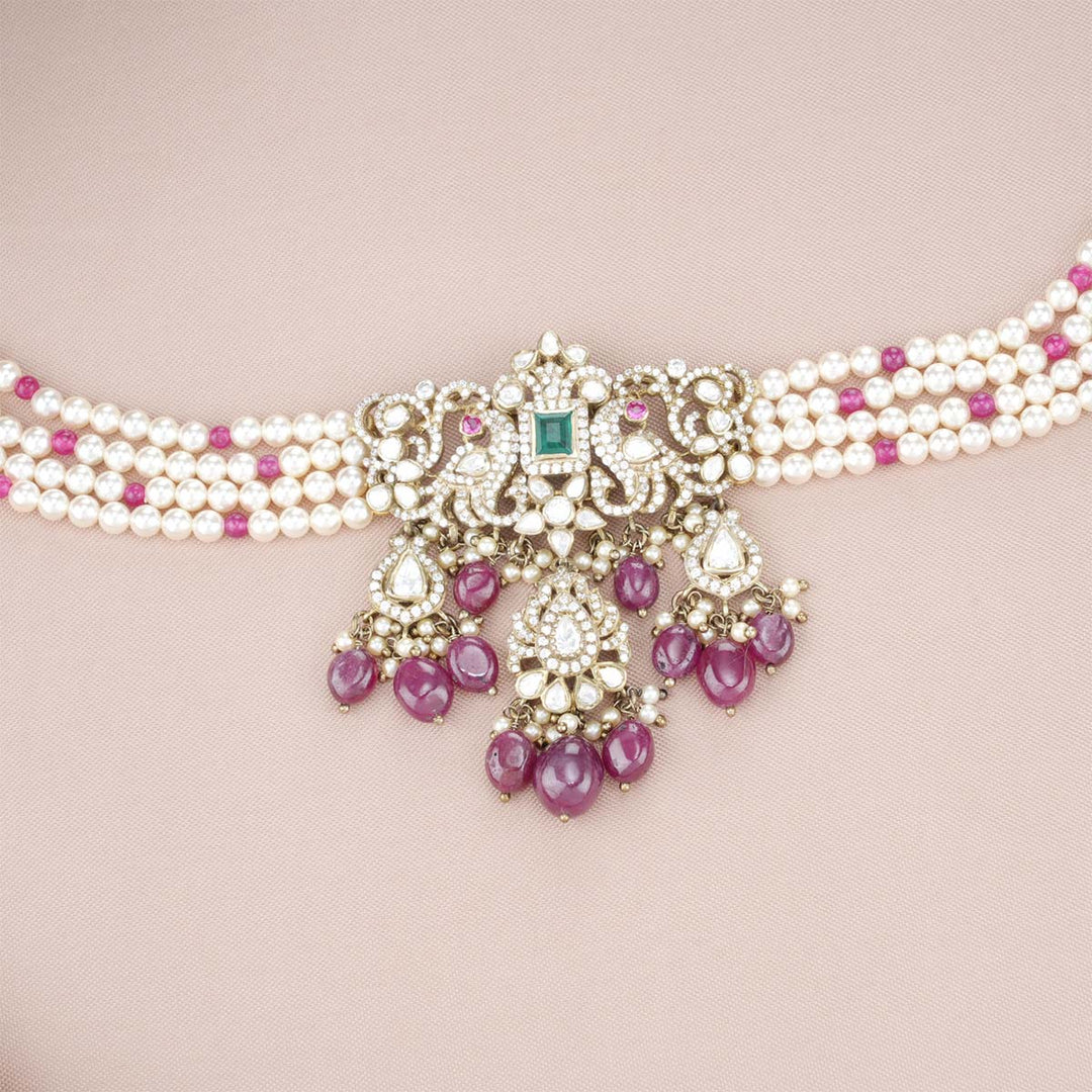 92.5 Silver, Advish Victorian Beads Choker Set