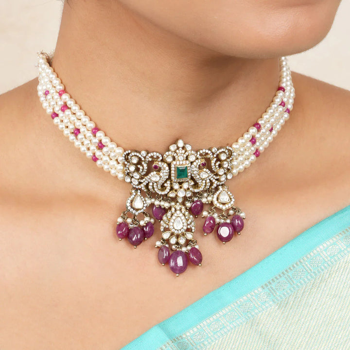 92.5 Silver, Advish Victorian Beads Choker Set