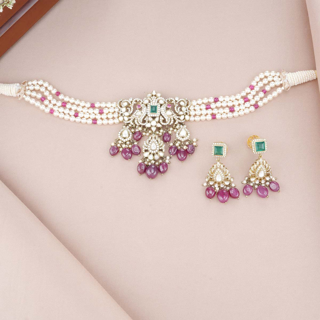 92.5 Silver, Advish Victorian Beads Choker Set