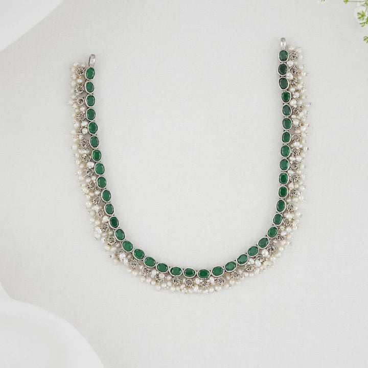 92.5 silver oxidized Necklace Set, Studded with Semi-Precious Stones