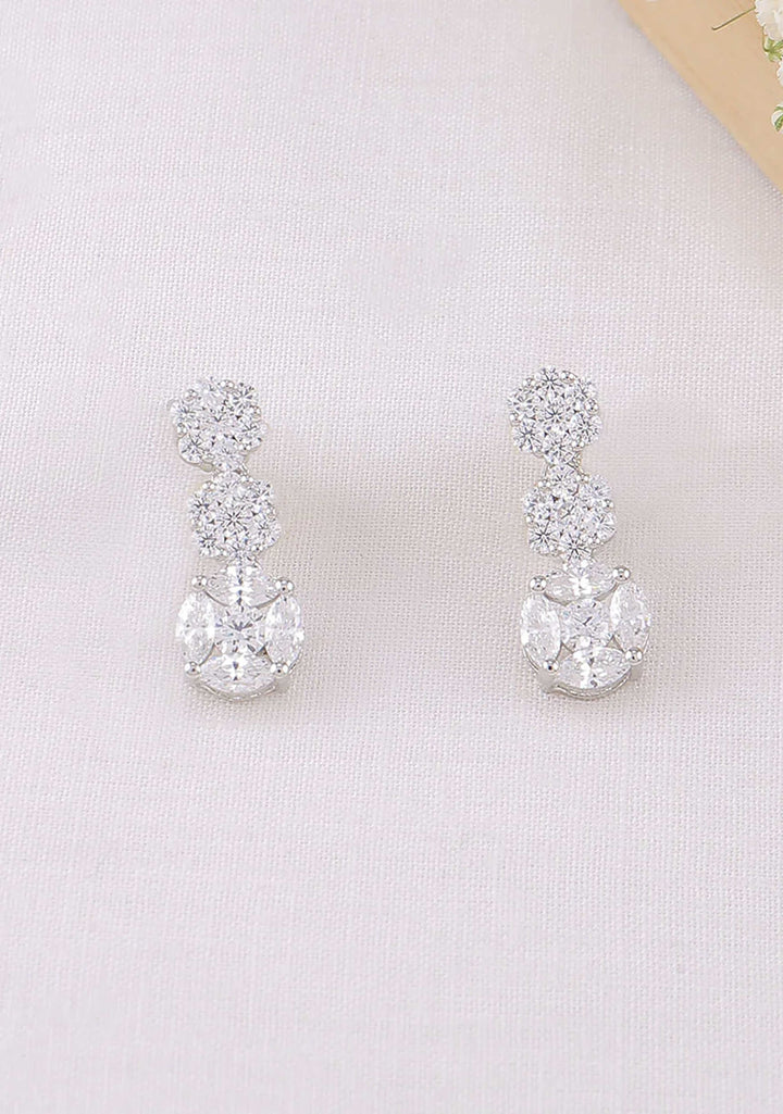 92.5 Silver CZ Stone Drops and necklace set