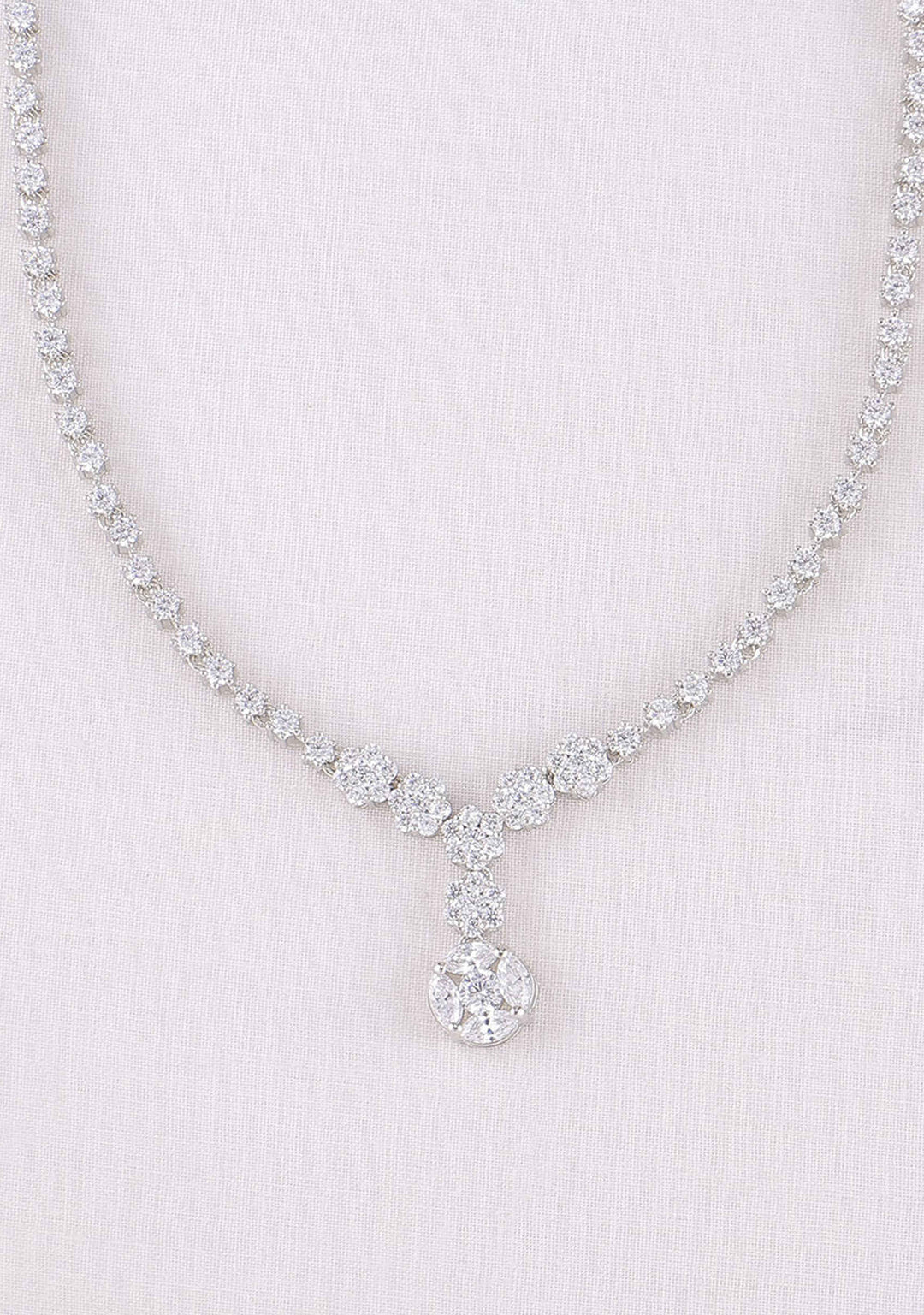 92.5 Silver CZ Stone Drops and necklace set