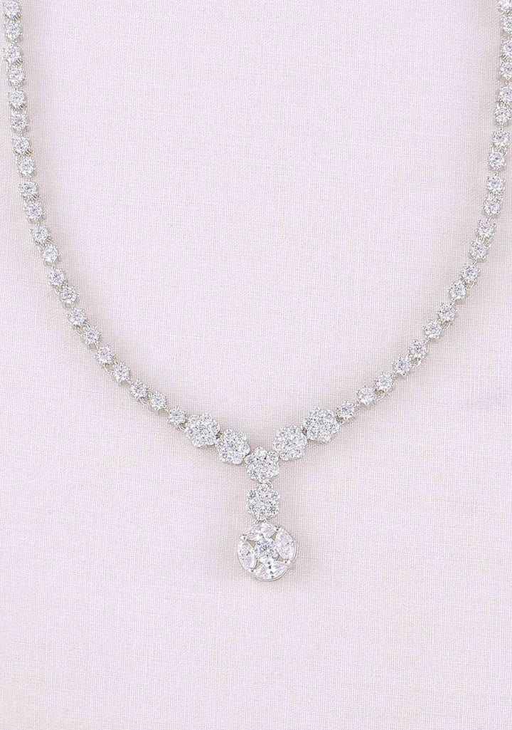 92.5 Silver CZ Stone Drops and necklace set