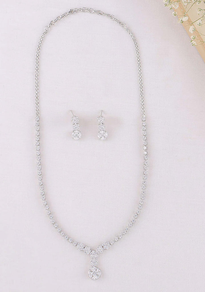 92.5 Silver CZ Stone Drops and necklace set
