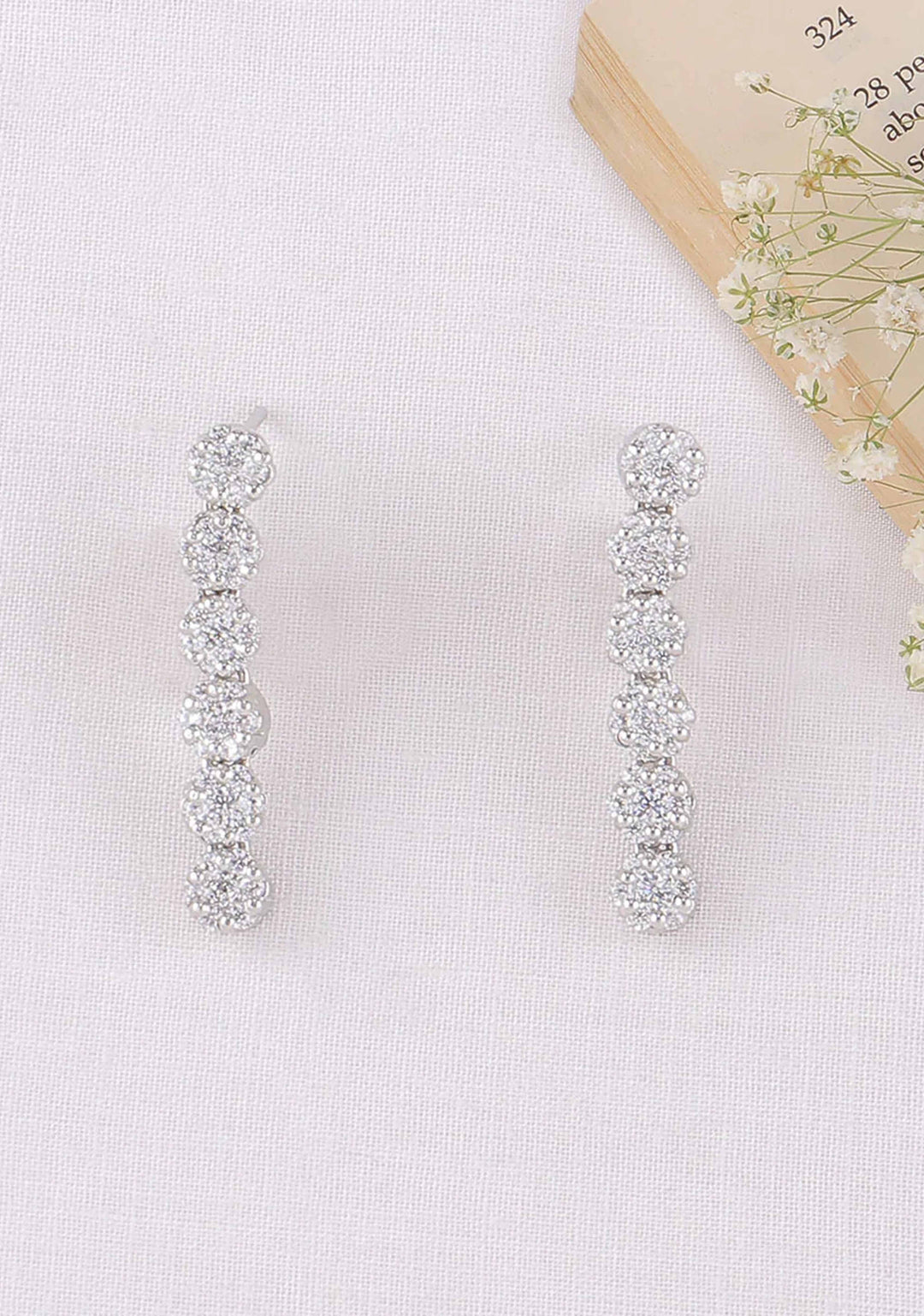 92.5 Silver 2 strand CZ Necklace Set Divya