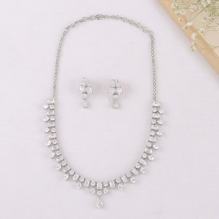 92.5 Silver CZ Necklace Set