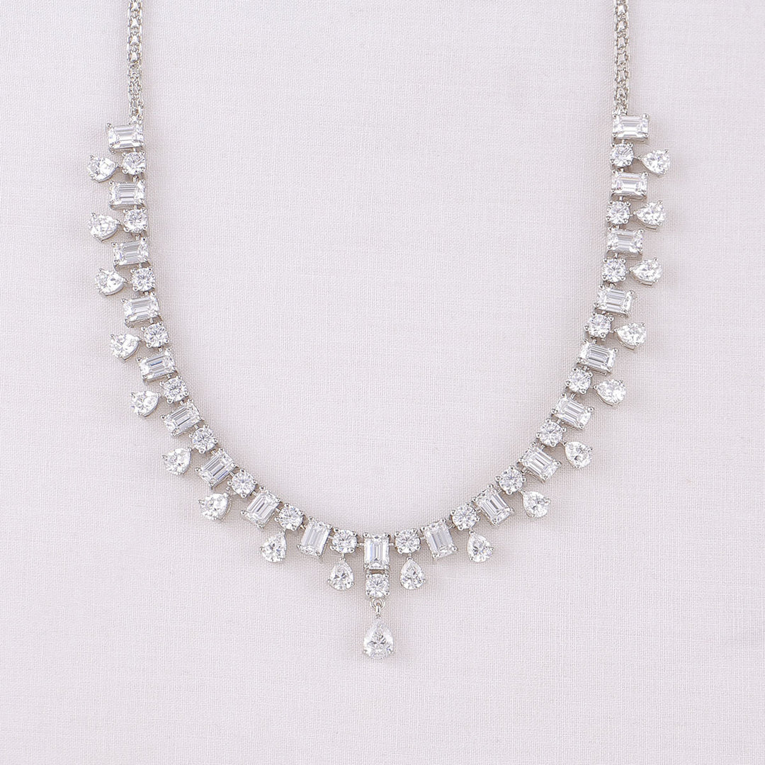 92.5 Silver CZ Necklace Set