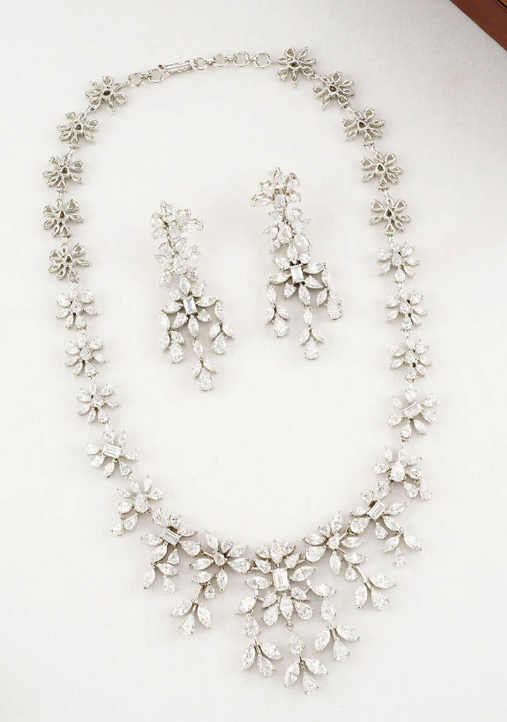 92.5  Silver CZ Necklace Set