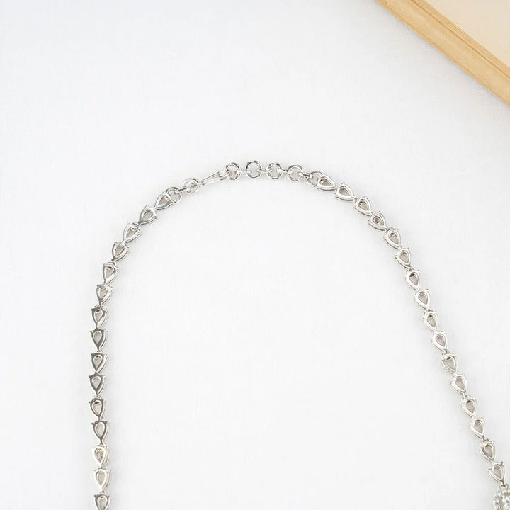 92.5 Silver CZ Studded Gayatri Necklace Set