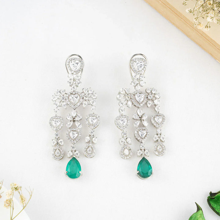 92.5 Silver CZ Studded Gayatri Necklace Set