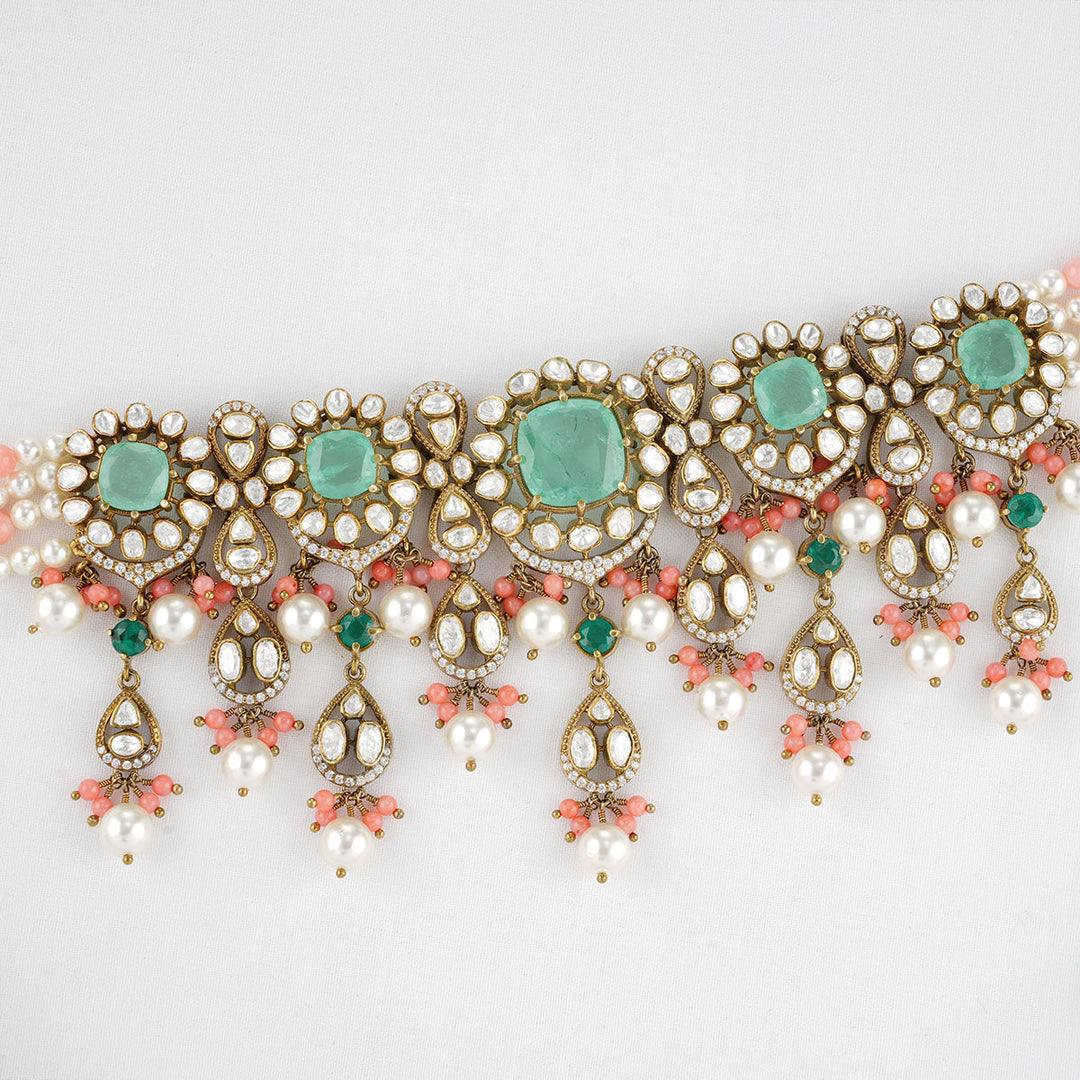 Pure 92.5 Silver Nithilya Victorian Choker Set | SHOBITAM