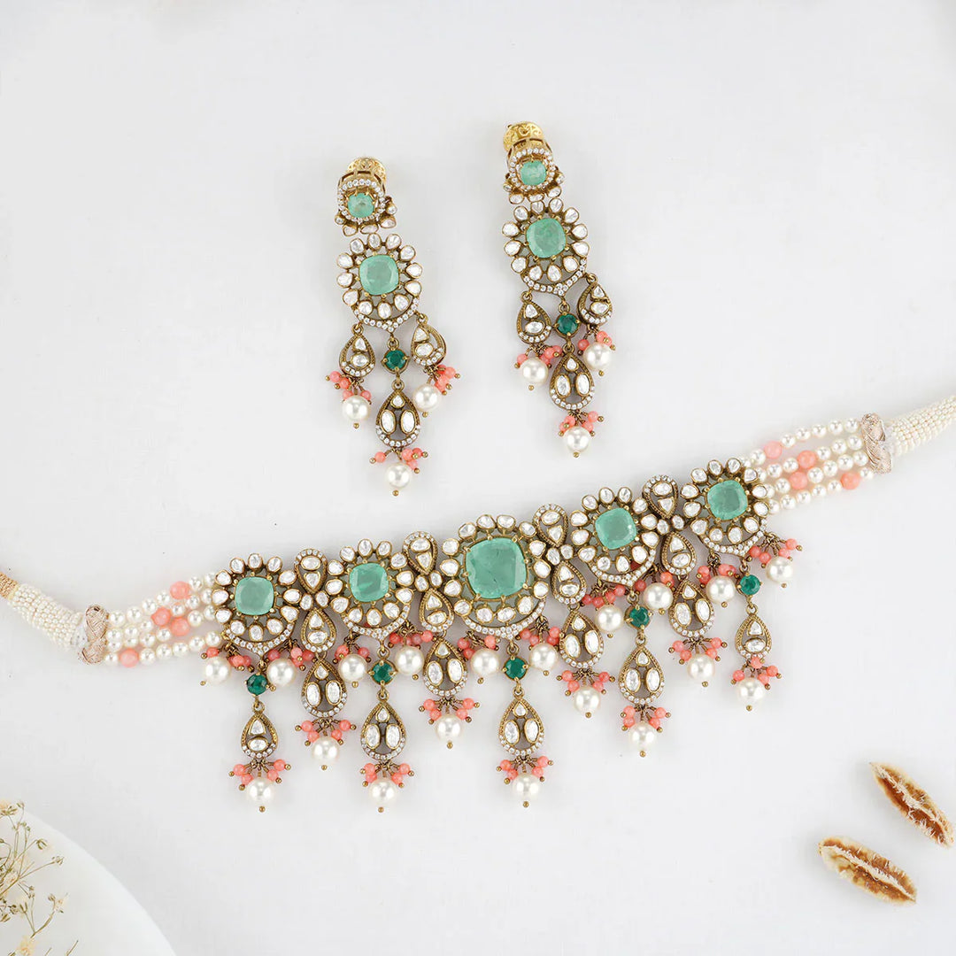 92.5 Pure Silver, Amisha Victorian Choker Set