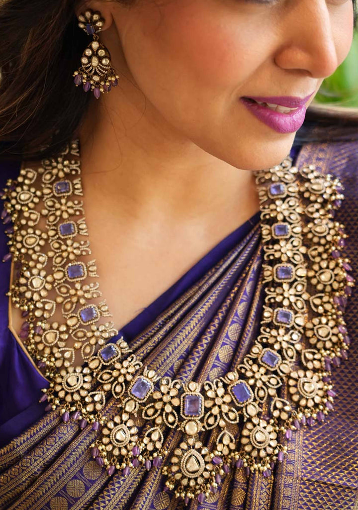 92.5 Silver24 Ct Gold Plated Victorian Necklace Set