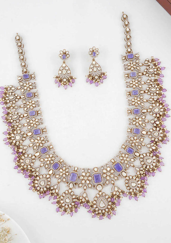 92.5 Silver24 Ct Gold Plated Victorian Necklace Set