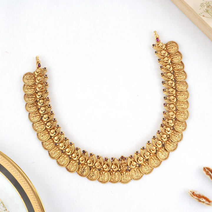 925 Silver 24 Kt Gold Plated Nagas Carving Kaasu Mala