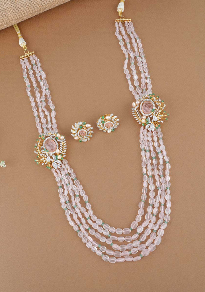 92.5 Silver 24 Ct Gold Plated Blooming Beads Necklace Set