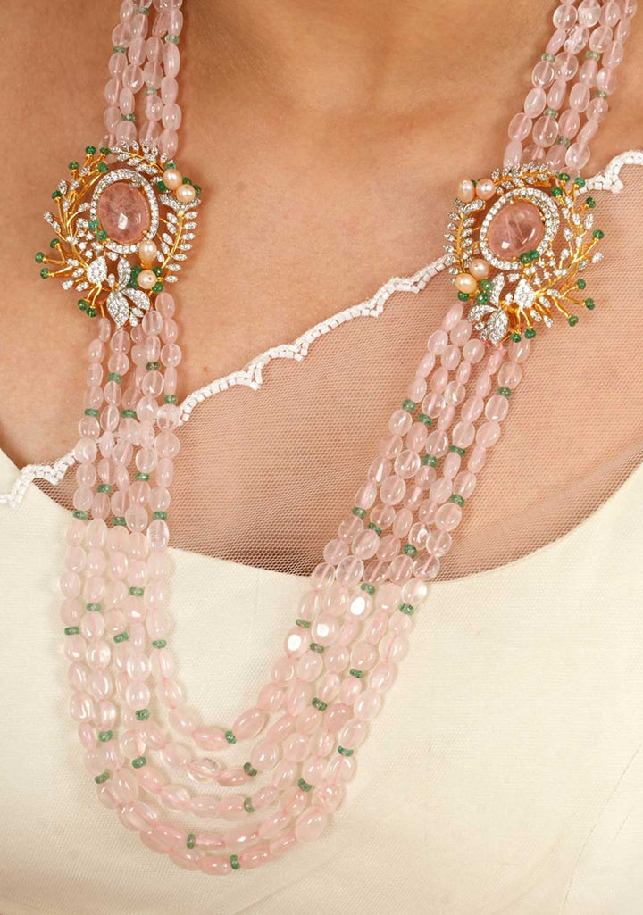 92.5 Silver 24 Ct Gold Plated Blooming Beads Necklace Set