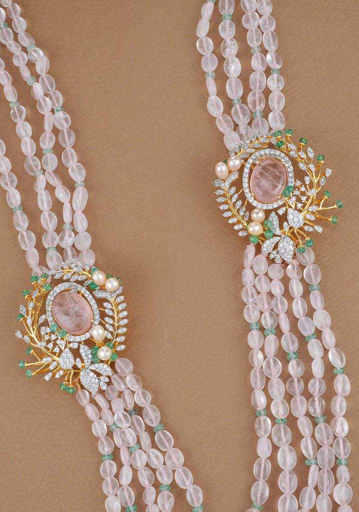 92.5 Silver 24 Ct Gold Plated Blooming Beads Necklace Set