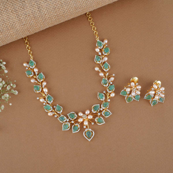 92.5 Silver Diamond Look Necklace Set