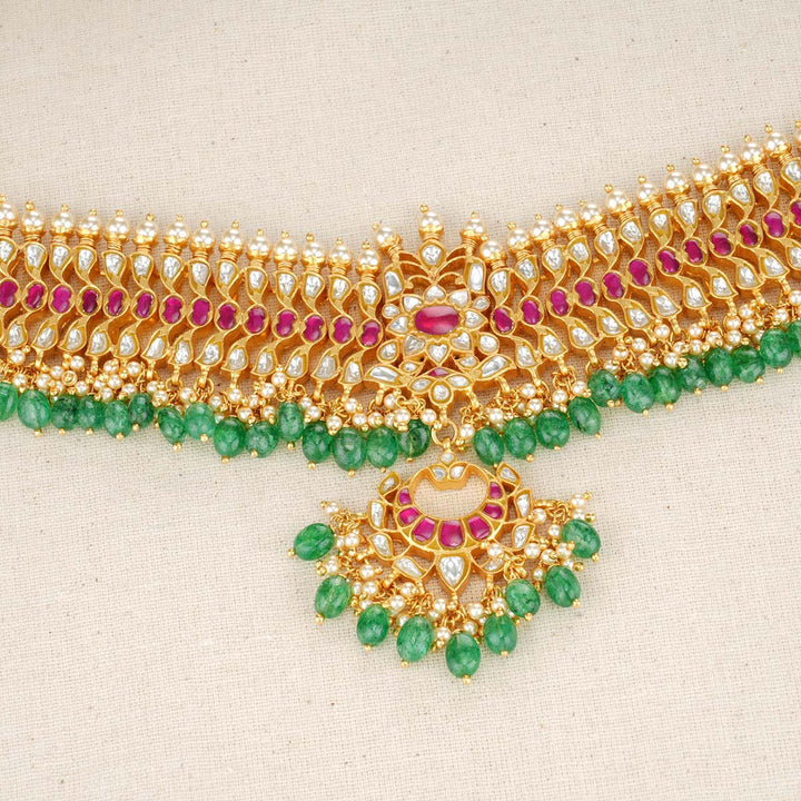 92.5 Silver, 24 kt Gold-Plated Adhani Choker Necklace