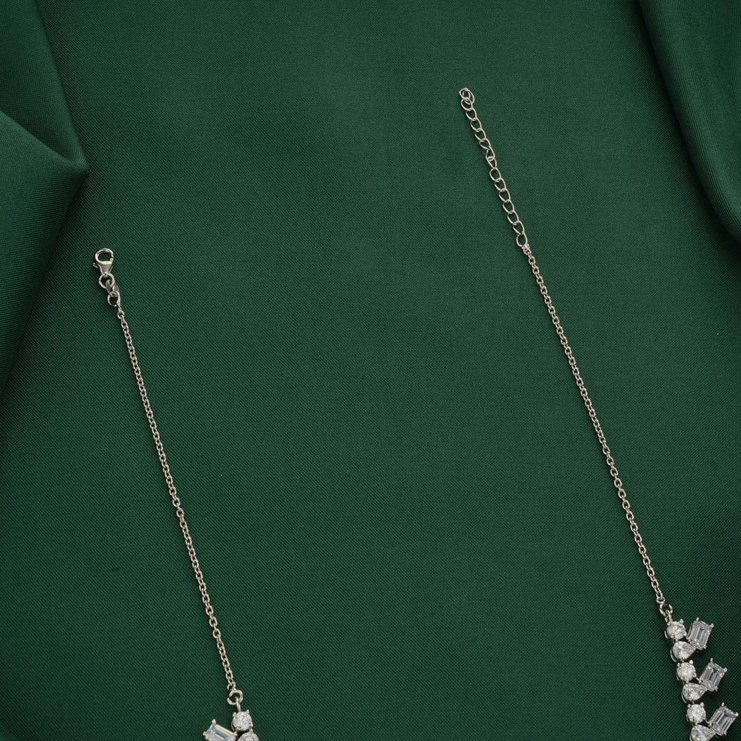 92.5 Silver CZ Minimalistic Necklace Set Sankshepa