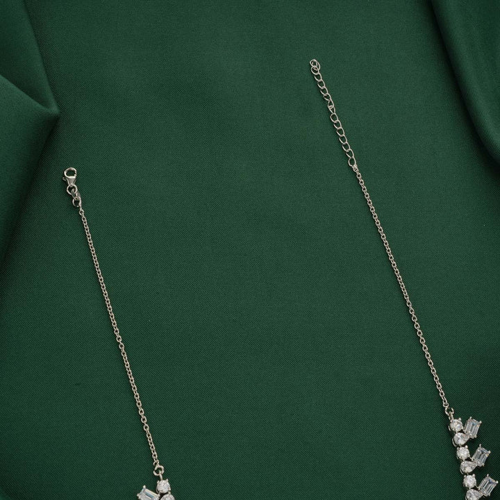 92.5 Silver CZ Minimalistic Necklace Set Sankshepa