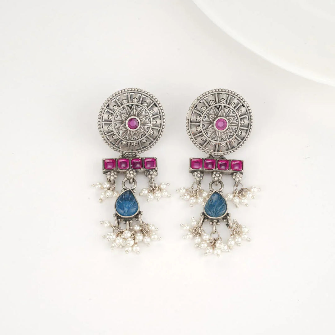 92.5 Silver Aarvi Oxidised Necklace Set