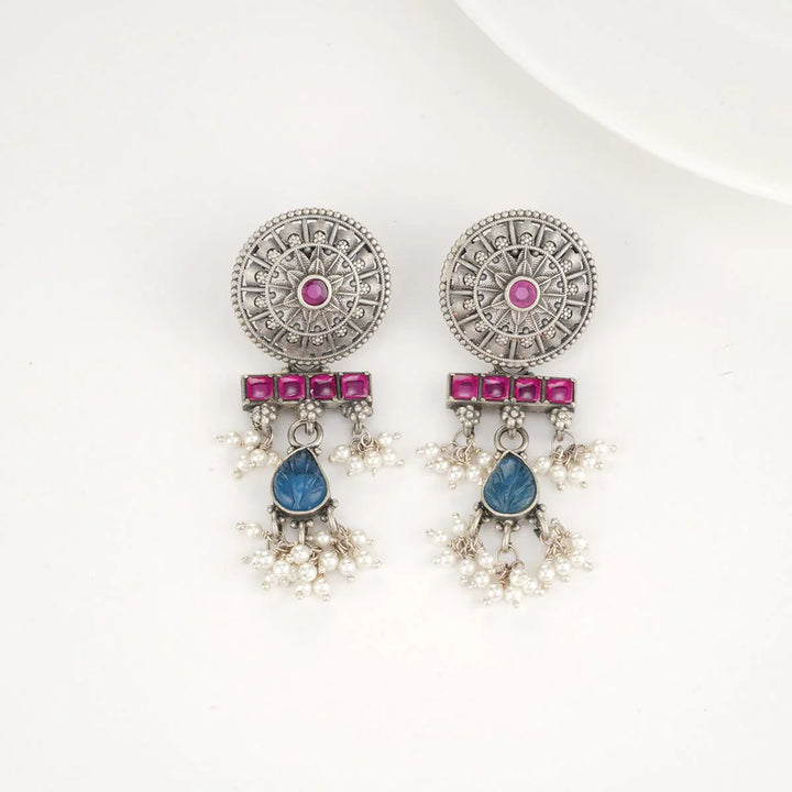 92.5 Silver Aarvi Oxidised Necklace Set