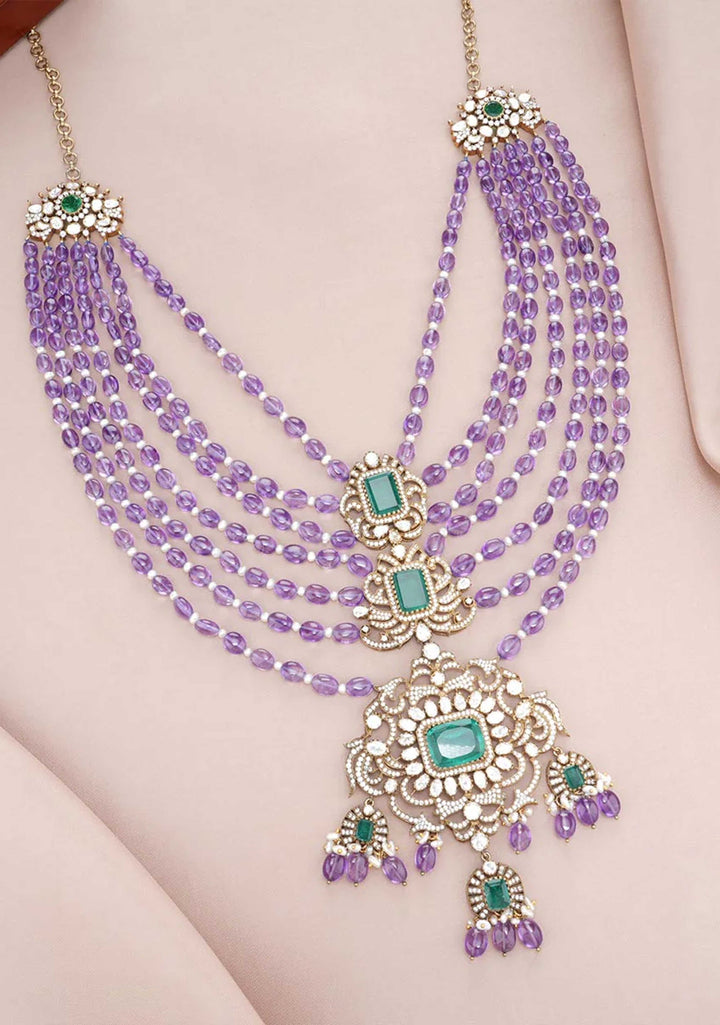 92.5 Silver 24 Ct Gold Plated Multi Layered  Victorian Necklace
