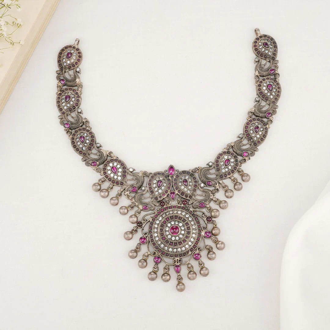92.5 Silver,Silver Oxidized Necklace