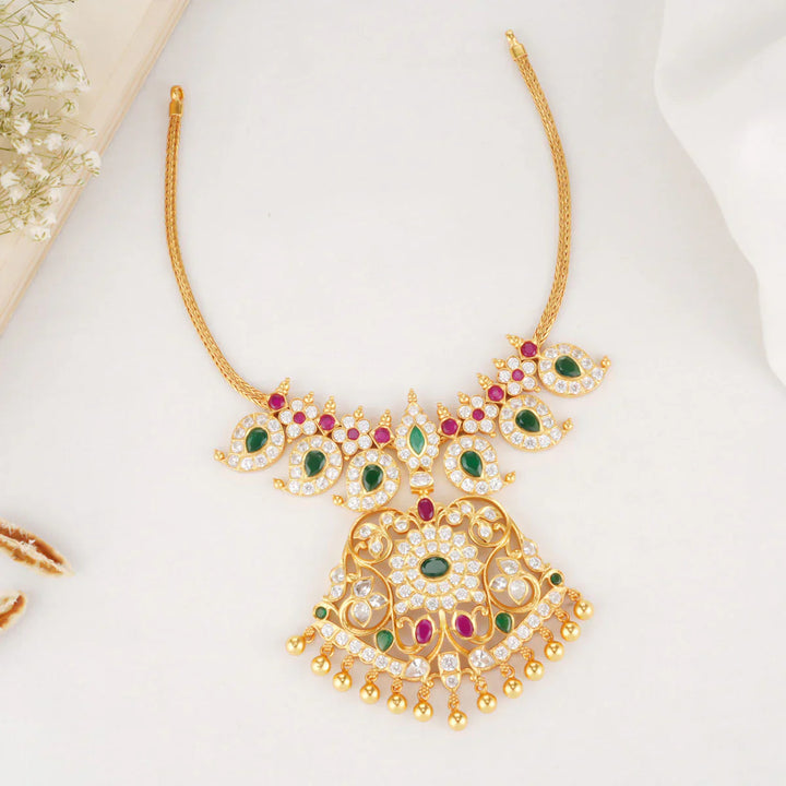 92.5 Silver, 24 kt Gold-Plated Ashvathi Short Necklace