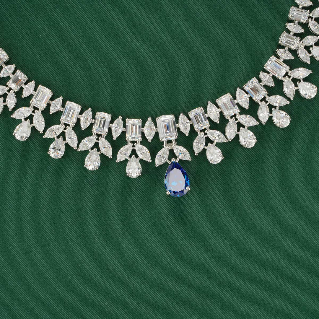 92.5 Silver CZ studded Charming Harini Necklace Set