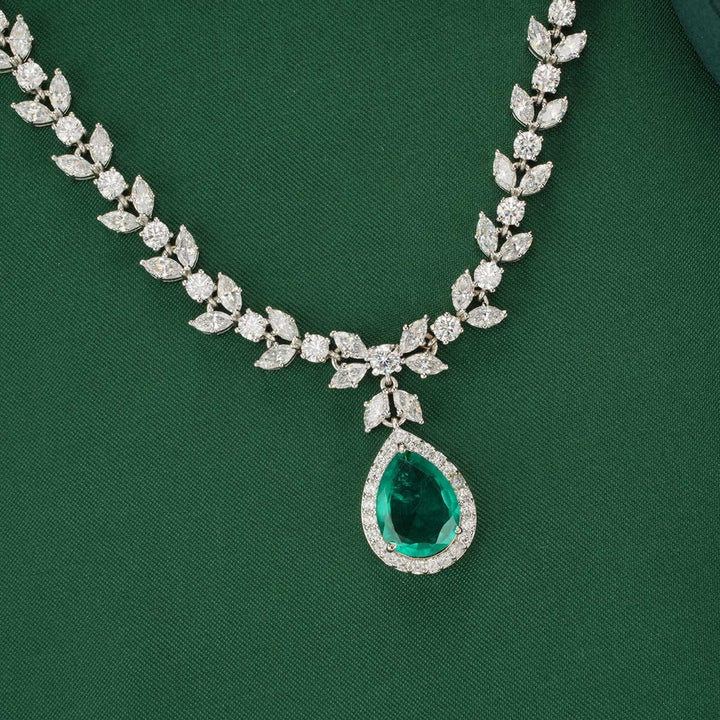 92.5 Silver Pranavi Long Necklace Set
