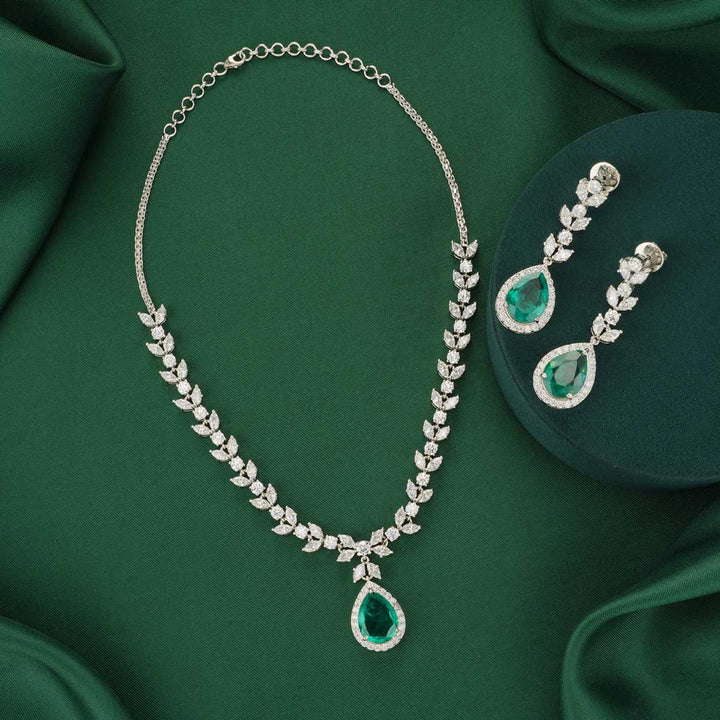 92.5 Silver Pranavi Long Necklace Set