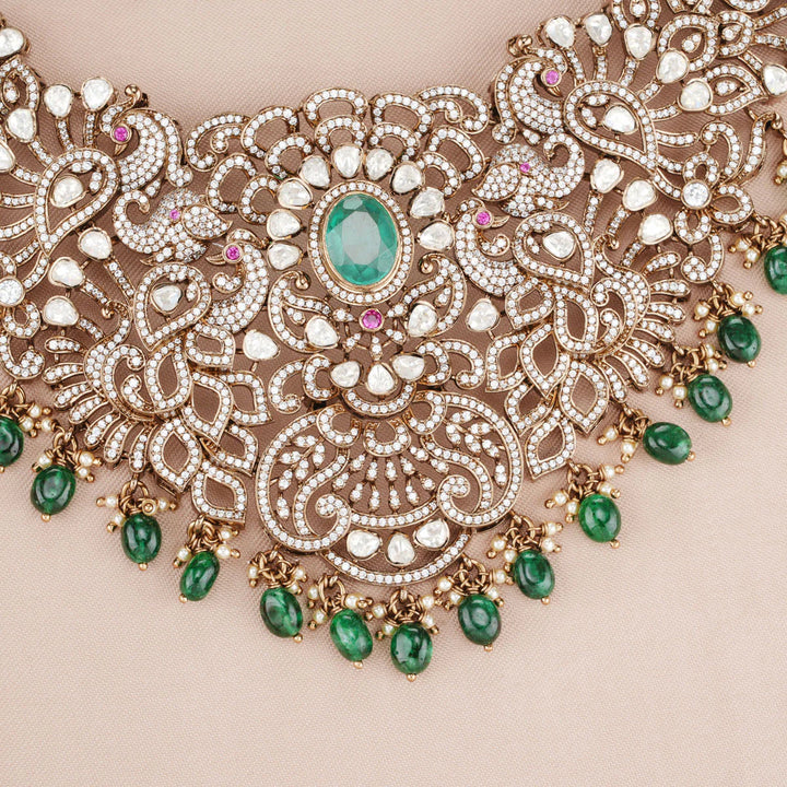 Pure 92.5 Silver, Nivetha Victorian Short Necklace Set
