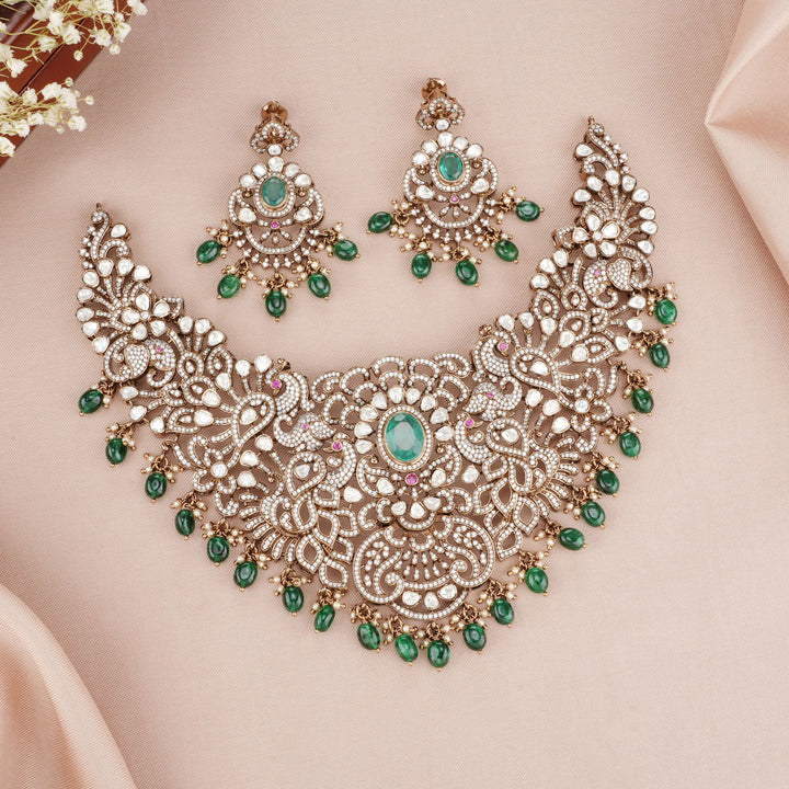 Pure 92.5 Silver, Nivetha Victorian Short Necklace Set