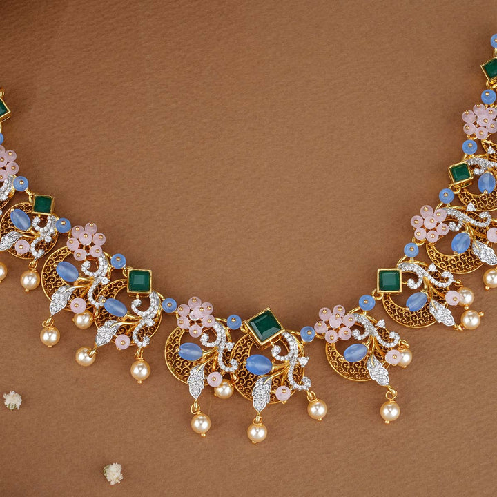 Pure 92.5 Silver Sarvani Avikam Necklace Set | SHOBITAM