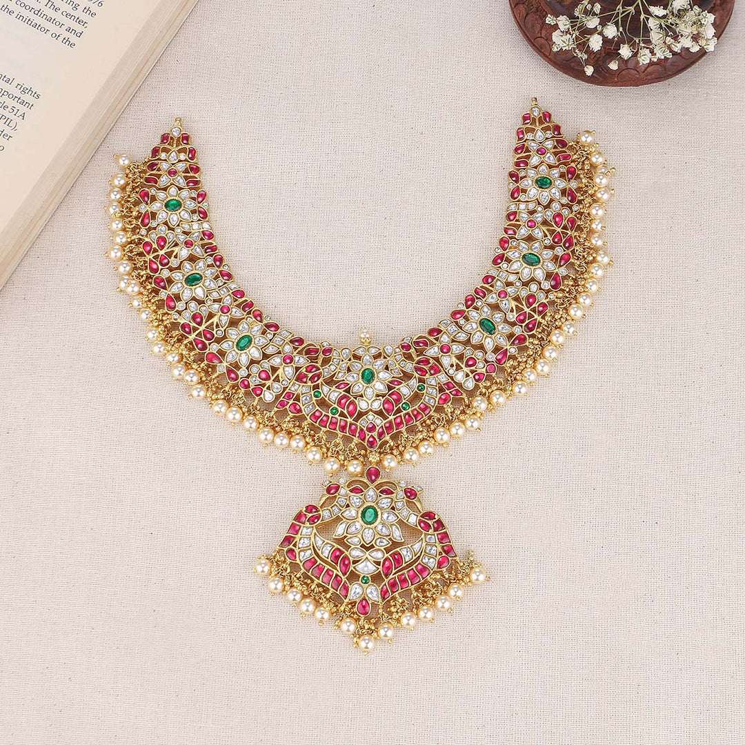 92.5 Silver, 24 kt Gold-Plated Mahisha Short Necklace | SHOBITAM